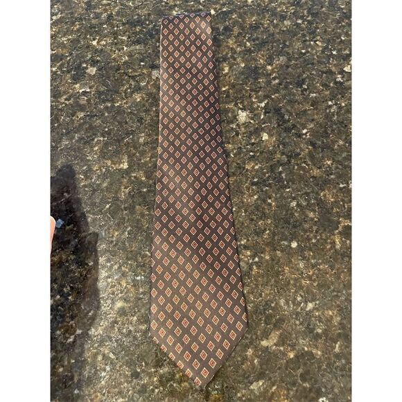 Pierre Cardin Men's Brown Geometric Designer Tie Formal, Office, Luxury - Picture 2 of 4